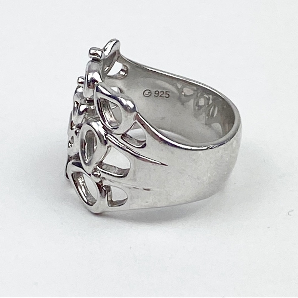 Sterling Silver 925 Vintage Teardrop and Scroll Design Statement Ring - Picture 6 of 11